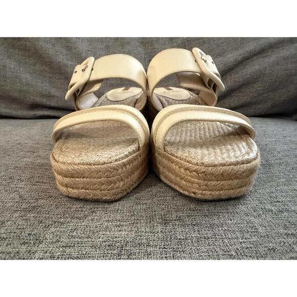 Sam Edelman Carson Platform Wedge Espadrille Slide Sandal Womens 8.5 Cream - Picture 5 of 11